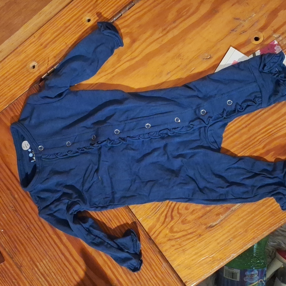 Kickee Pants solid coverall with snaps in twilight NB